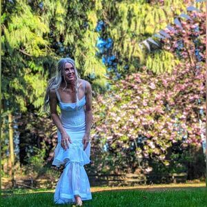Custom Vintage Organdy Floral Embroidered Wedding Dress